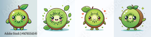 Kiwi vector bundle of adorable cartoon characters combined into a fun and creative set.