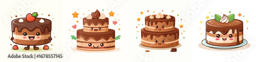 Chocolate Cake vector bundle of adorable cartoon characters combined into a fun and creative set.