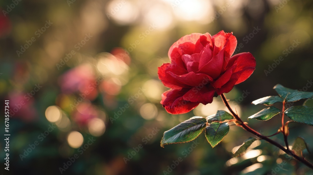 Obraz premium Dark Red Rose in Soft Sunlight