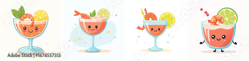 Shrimp Cocktail vector bundle of adorable cartoon characters combined into a fun and creative set.
