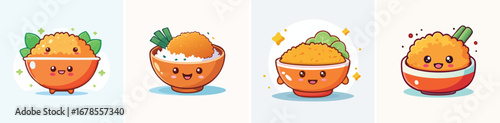 Chicken Katsu vector bundle of adorable cartoon characters combined into a fun and creative set.