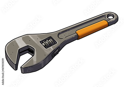 Adjustable wrench tool with orange grip ready for repairs and DIY projects