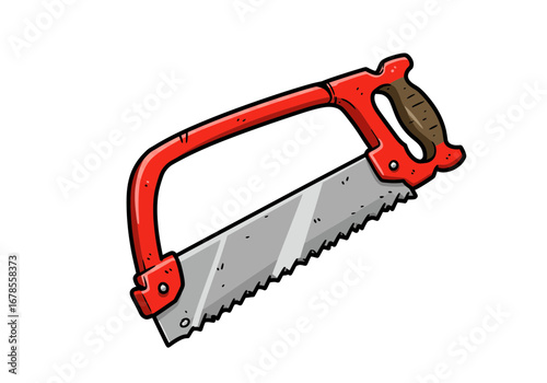 Sharp red hacksaw tool ready for precise cutting and construction projects