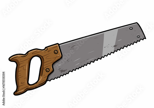 Classic hand saw tool with sturdy wooden handle for carpentry and DIY projects