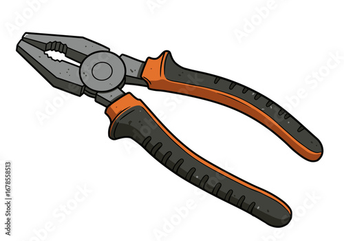Professional pliers with orange and black handles, essential tool for construction and repair projects
