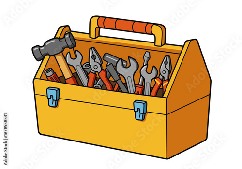 Ready toolbox filled with essential tools for home repair and DIY projects, organized and accessible.