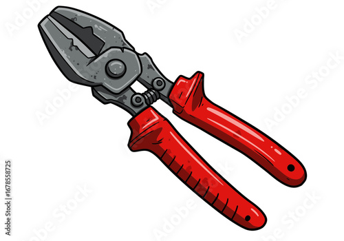Heavy duty red handled pliers tool for construction, repair, and DIY projects