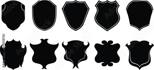 Collection of various decorative shield shapes.