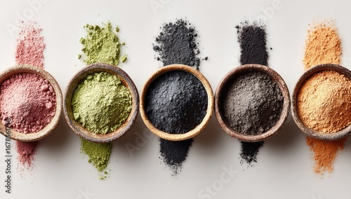 Colorful powdered ingredients in small bowls (1)
