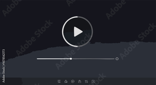 Watch streaming content now with modern player interface in dark mode for digital media