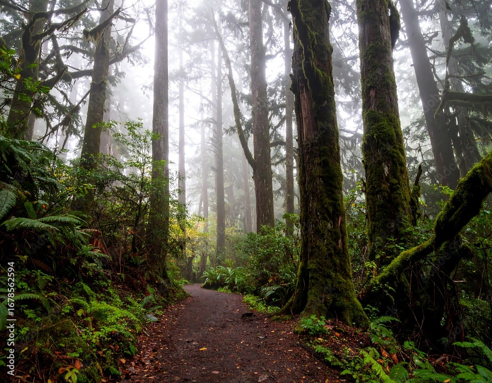 Fototapeta premium Misty forest trail