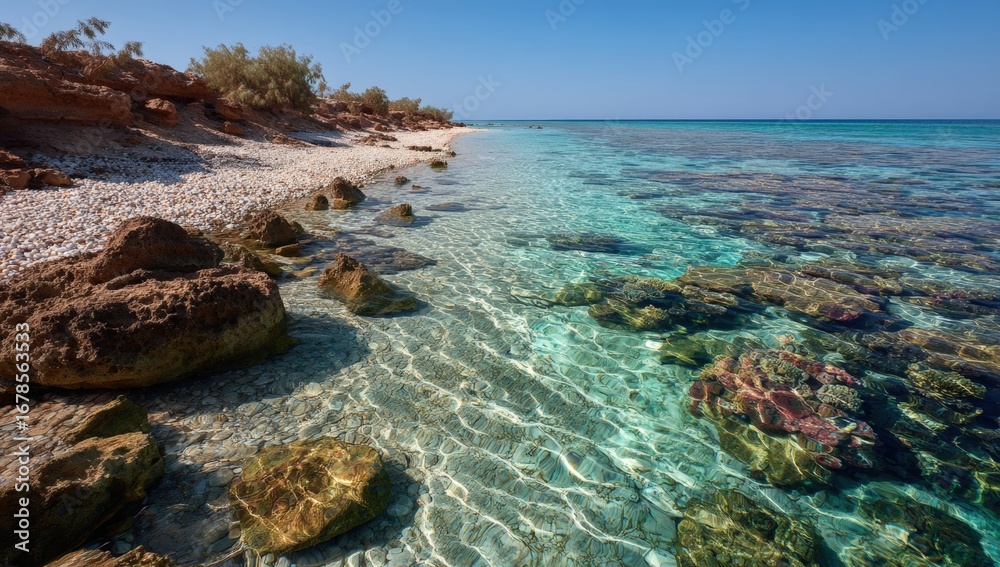 Fototapeta premium Sunny beach, clear turquoise water
