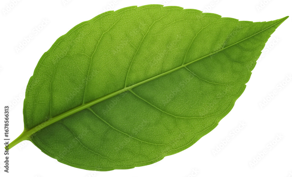 Obraz premium Green leaf, isolated, studio, botanical, nature, background, design element