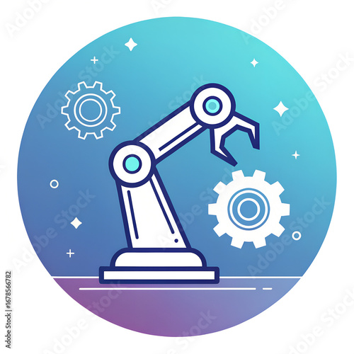 Wallpaper Mural Modern robotic arm with gears in a circular design Torontodigital.ca