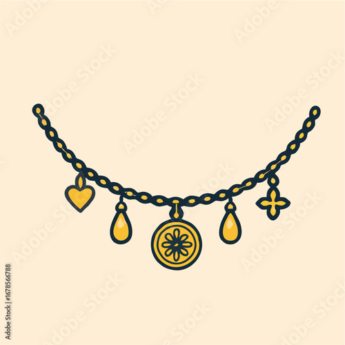 golden necklace and earrings