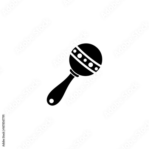 Baby rattle toy icon silhouette vector flat illustration design.