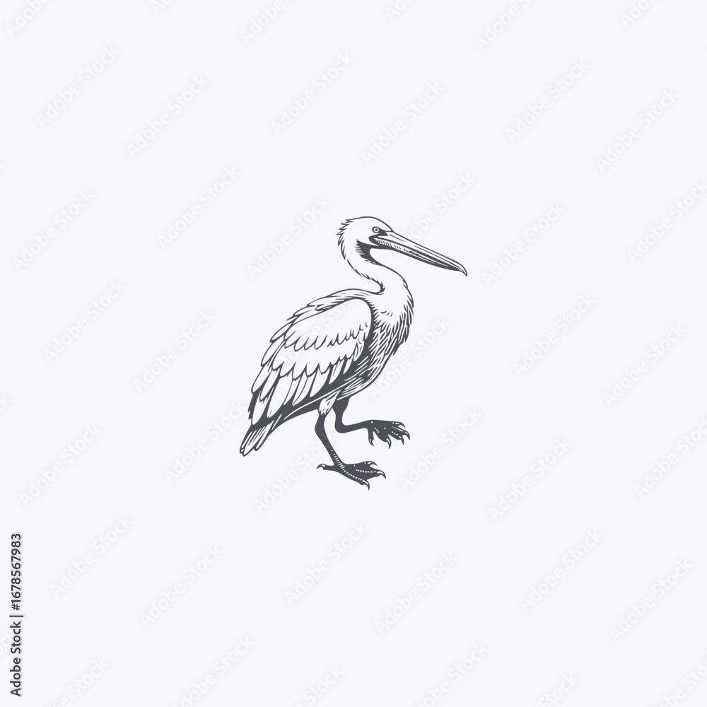 Fototapeta premium Pelican logo style icon design template vector illustration