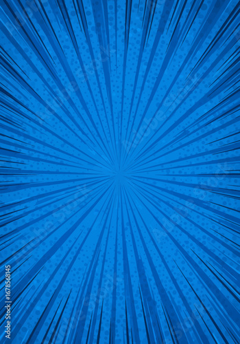 Blue Radial Burst Concentric Lines Emanating from Central Point Textured Surface.
