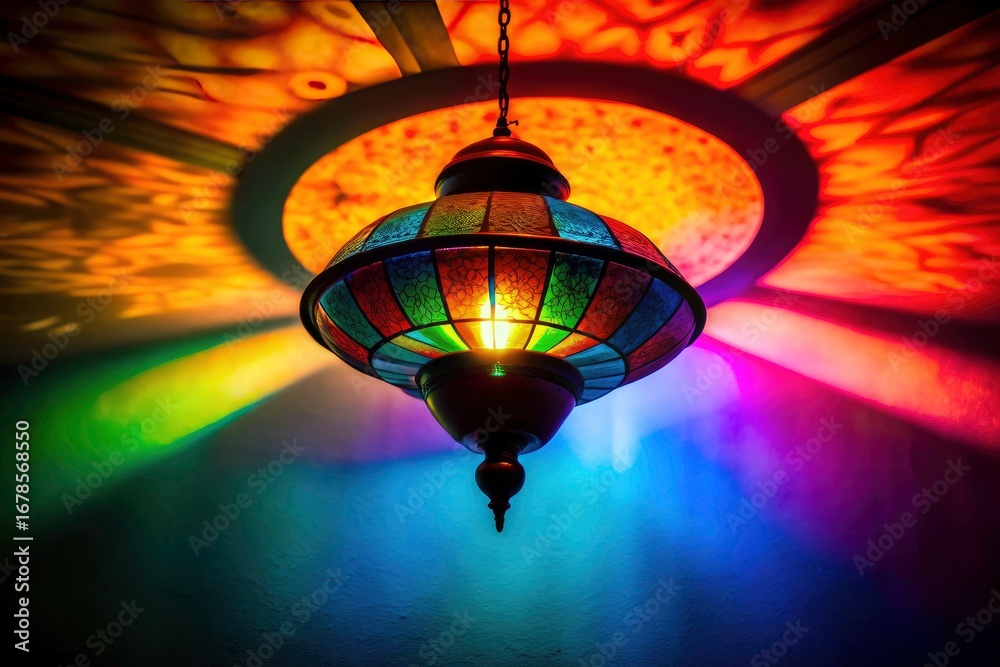 Obraz premium Colorful Ceiling Light Silhouette Photography - Stunning Shadow Play & Home Decor Lighting