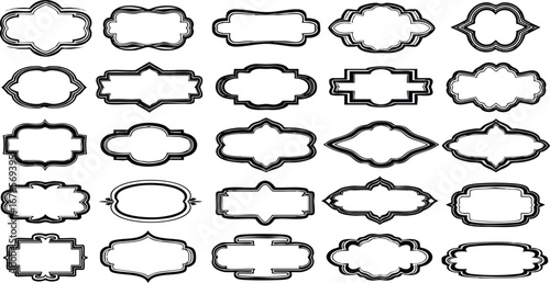 Collection of ornate, decorative black and white frame borders.