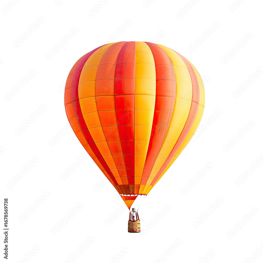 Fototapeta premium Orange and yellow hot air balloon against black background