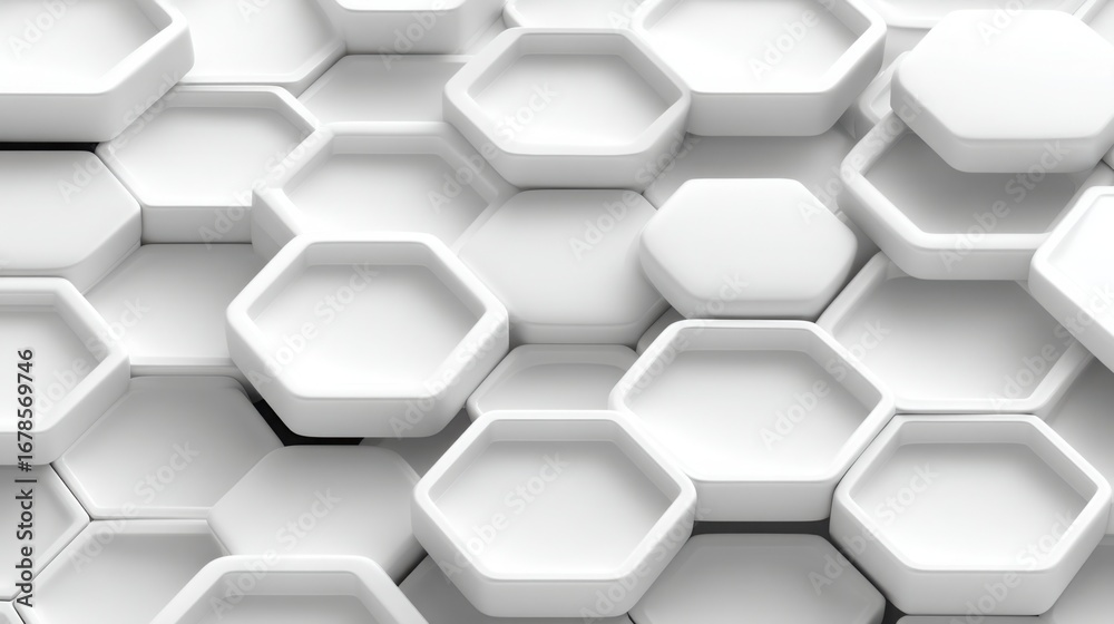Naklejka premium Elegant white hexagon pattern on a flat surface showcasing a component-based design concept for modern applications
