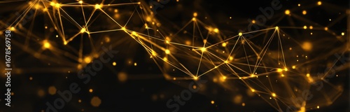 Glowing Golden Network Abstract Background