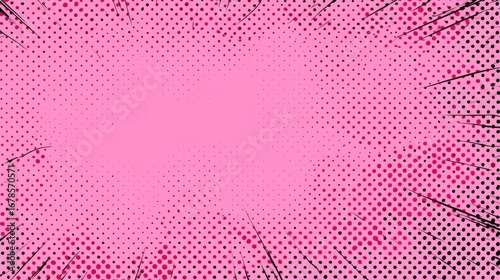 Pink comic book background with halftone dots and radial lines