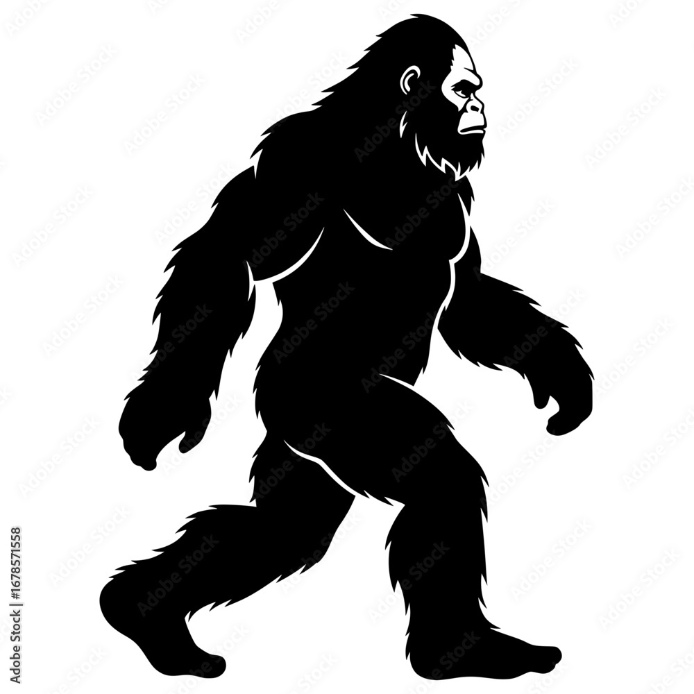 Fototapeta premium Bigfoot Walking Silhouette, Bigfoot SVG, Sasquatch SVG, Cryptid SVG, Mythical Creature SVG