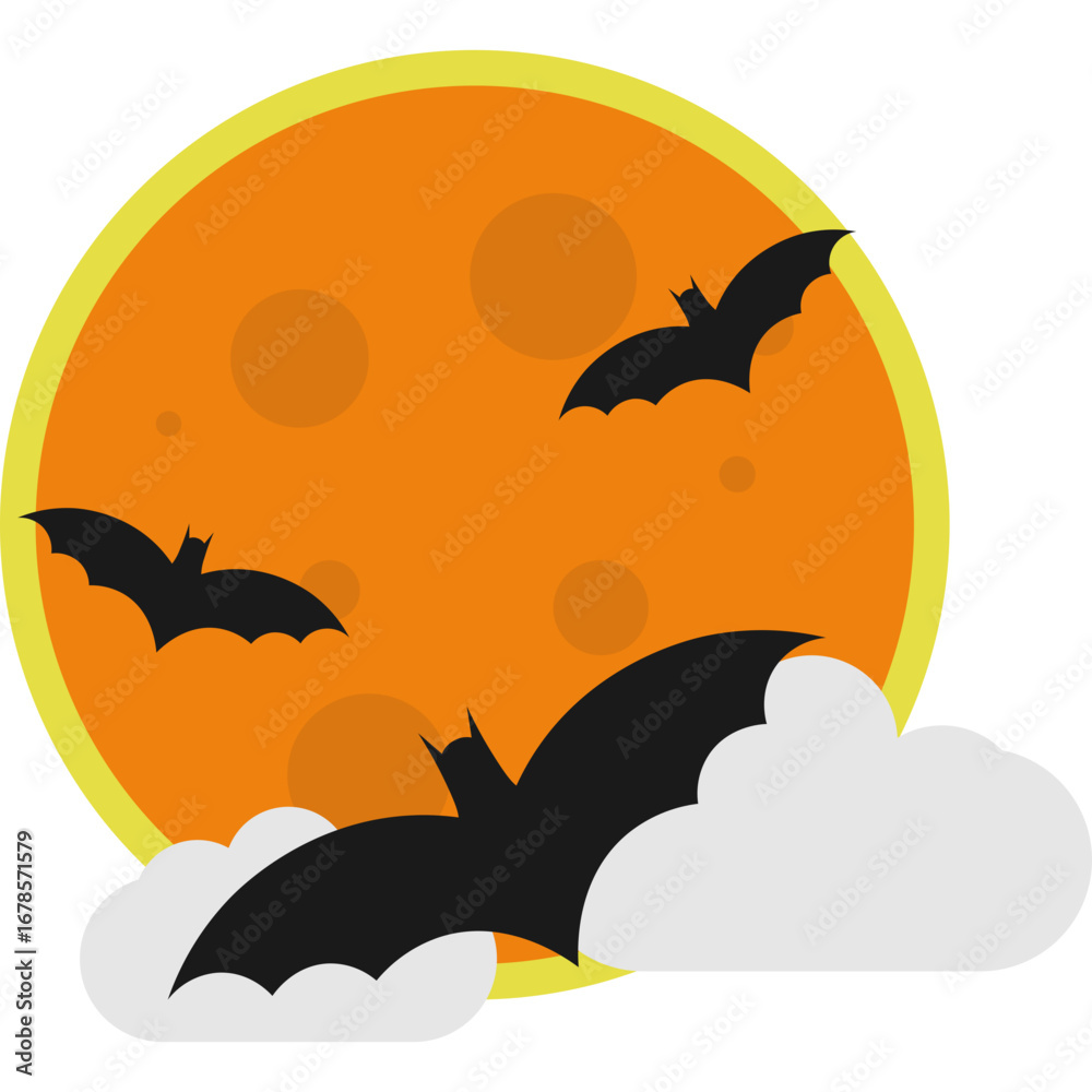 Naklejka premium Halloween Bats and Moon