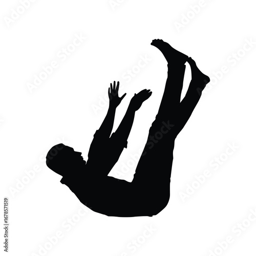 Silhouette of a Person Falling Backwards in Midair