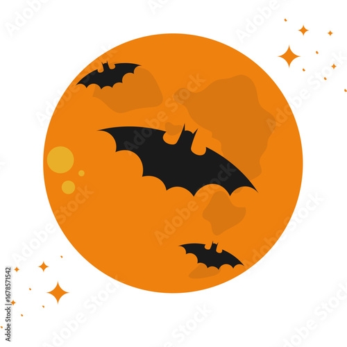 Halloween Bats and Moon 