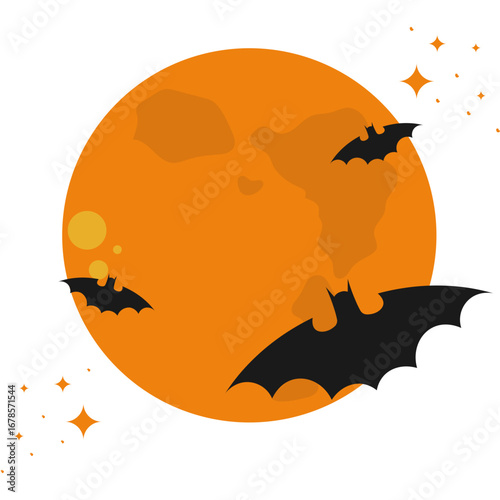 Halloween Bats and Moon 