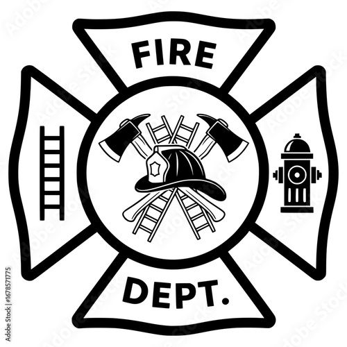 Maltese Cross Fire Department Emblem, Firefighter SVG, Maltese Cross SVG, Fire Dept SVG, Emergency Services SVG