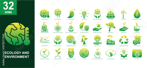  Ecology and Environment gradient icon set