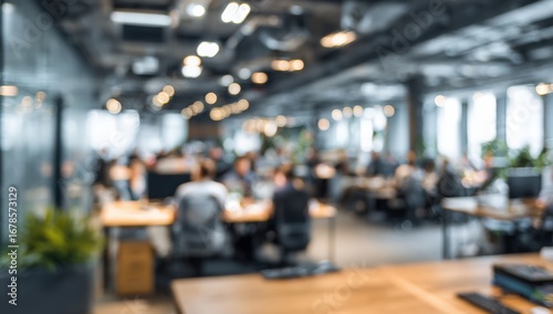 Wallpaper Mural Blurred view of a busy modern office space Torontodigital.ca