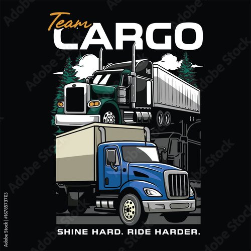 Detailed illustration of truck available for tshirt design