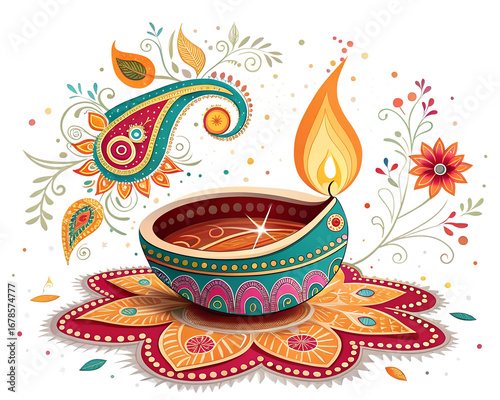 Diya diwali candle with ornaments