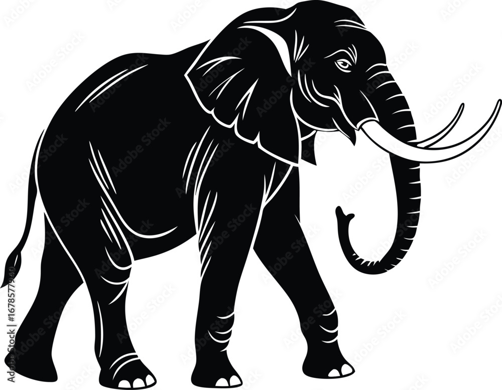 Obraz premium Flat standing elephant icon silhouette design
