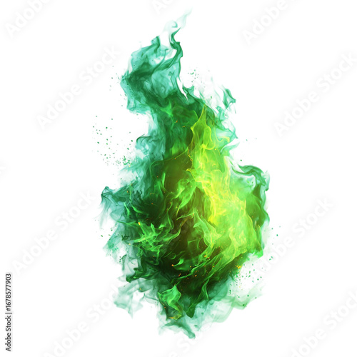 Mystical Green Fire Illustration Cut Out PNG