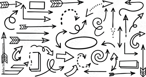 Use hand drawn arrows for your next presentation or website project, dynamic and modern