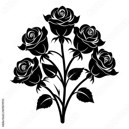 Floral Mystic Roses Bundle Silhouette Vector Design Isolated on White