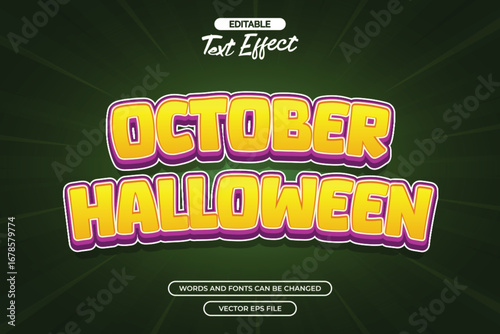 October halloween editable text effect with green background
