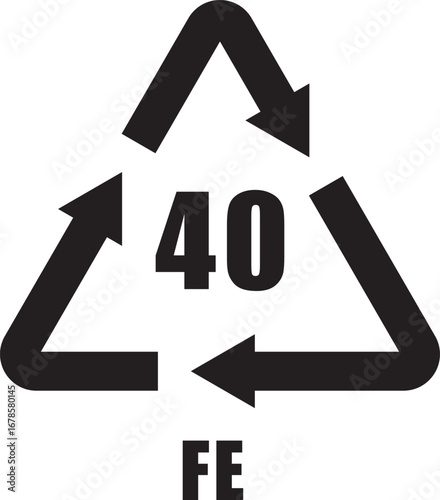 Steel Recycling Symbol FE 40 ( Vector icon ) - Metals recycling code