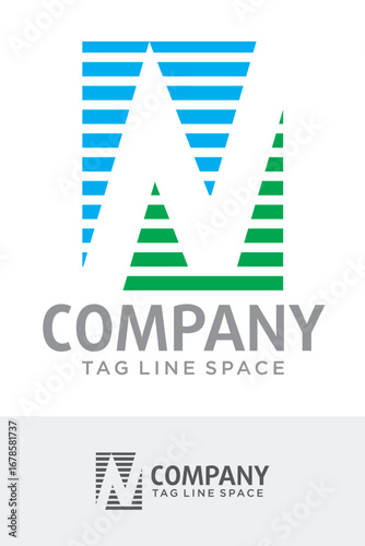 Letter N Negative Space Vector Logo Art