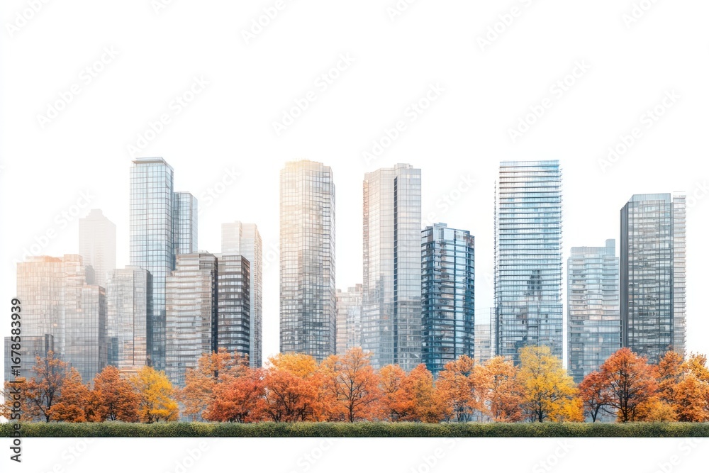 Obraz premium Realistic modern cityscape architecture buildings skyscrapers.