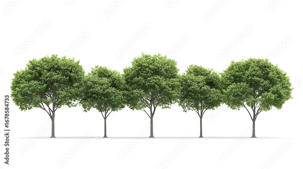 Obraz premium five trees isolated on transparent background
