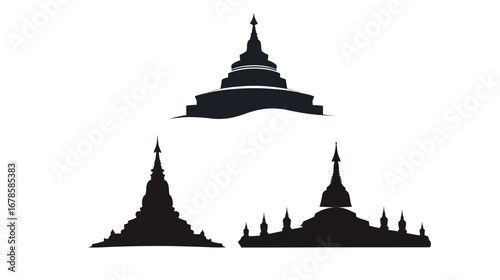 Buddhist Stupa Silhouette with White Background