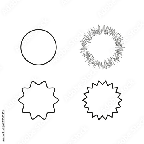 Set of round shapes. Grunge circle forms. Modern abstract design Vector. Rough texture symbol.