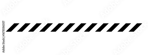 Slash line. Border with diagonal lines. Geometric print for caution tape or barrier. Angle of tilt parallel stripes. Black pattern isolated on white background